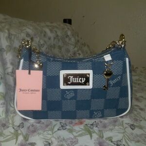 Juicy Couture Blue Checkered Shoulder Bag